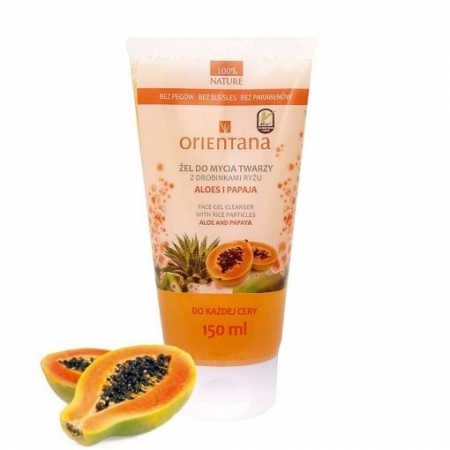 ORIENTANA Żel do mycia twarzy z drobinkami ryżu ALOES I PAPAJA 150ml